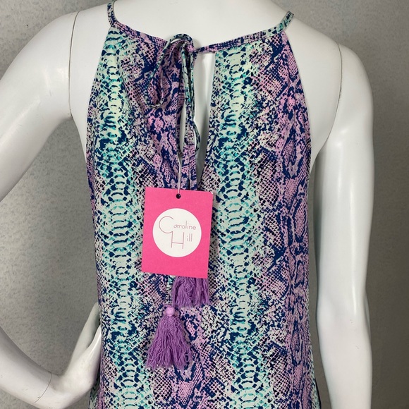 NWT ✨ Caroline Hill Bohemian Blue/Pink Rhapsody Electric Snake Maxi Dress Small - Picture 13 of 17